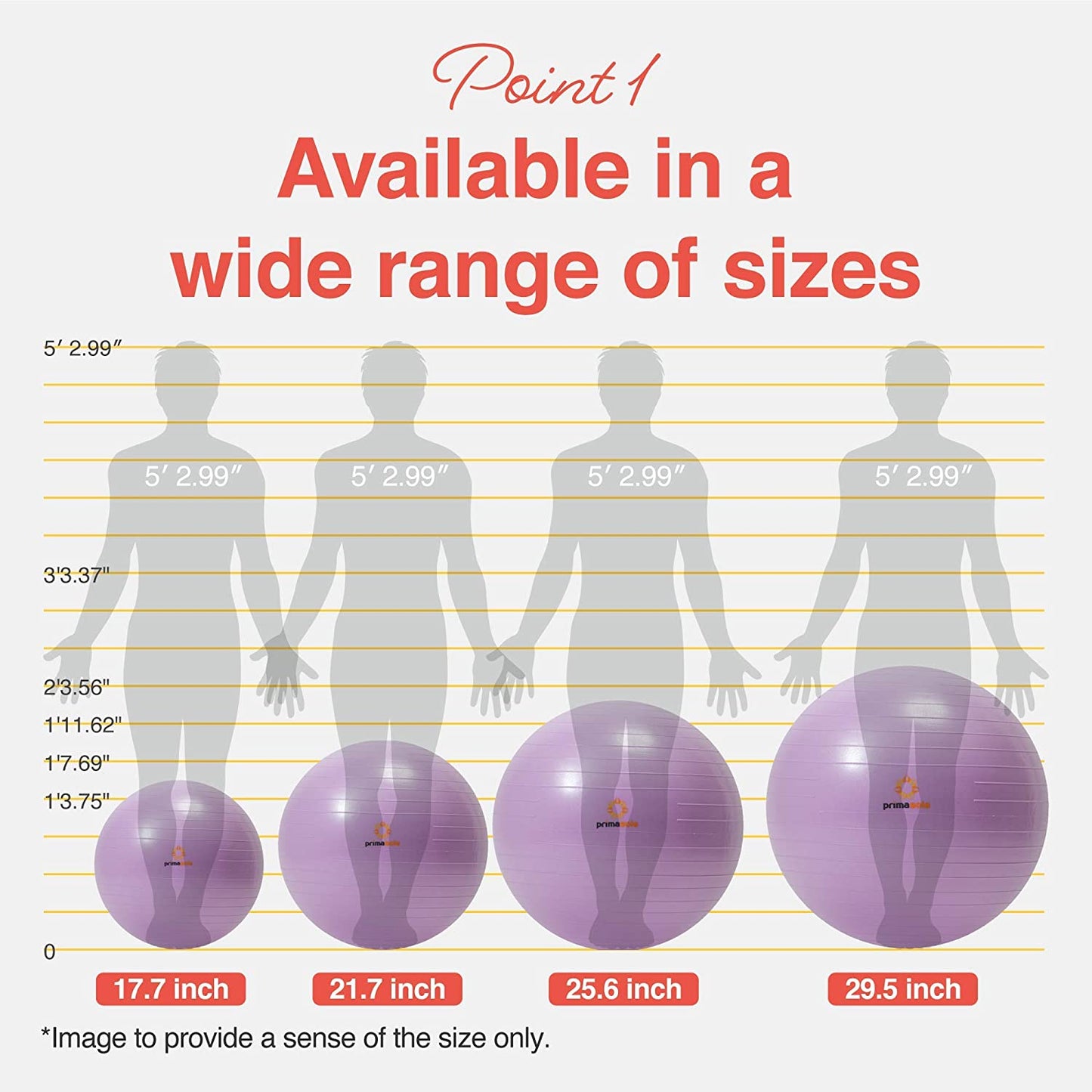 Exercise Ball for Balance Stability Fitness Workout Yoga Pilates at Home Office & Gym with Inflator Pump